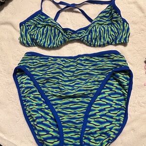 MARINA Blue and Green Dynamic Bikini Set